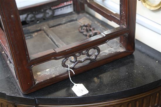 A pair of Chinese hongmu square tables, 19th century, 41cm square, 48.5cm high, slight faults